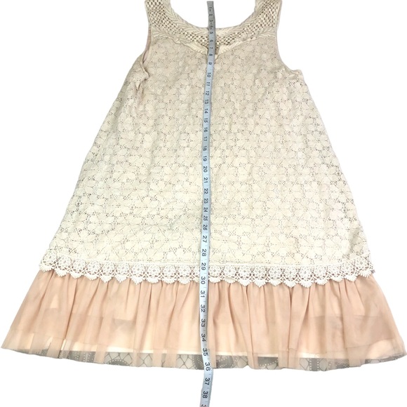 A'reve Women Large Dress Cream Blush Layered Lace Crochet Sleeveless Shift Boho - Picture 3 of 8
